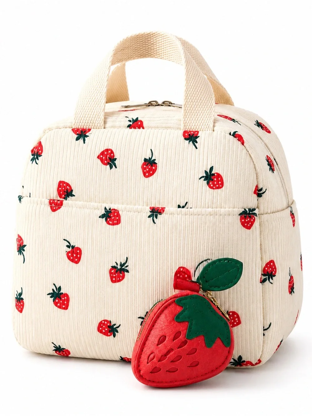 Strawberry Lunch Bag + Mini Strawberry Keychain Pouch 2-Piece Set